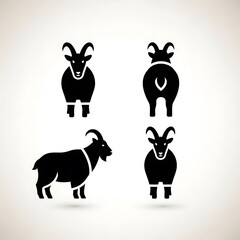 Four black silhouettes of dogs in various poses.