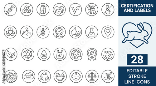 Fotografie Certifications and product label icon set