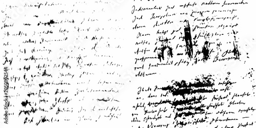 Handwritten notes and ink splatters with a scenic silhouette grunge style