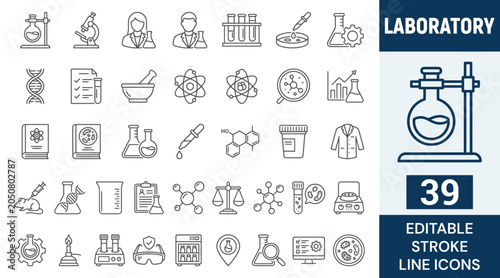 Schilderij op canvas Laboratory icon set