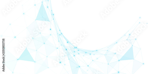 Abstract geometric background with connecting dots and lines with low poly triangle shapes. Polygonal Mesh Background Vector design digital technology concept Global network connection data structure.