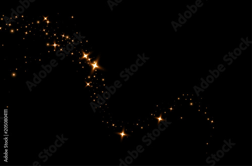 Tableau sur toile Transparent PNG gold sparkling dust wave with glowing light streaks and tiny shi