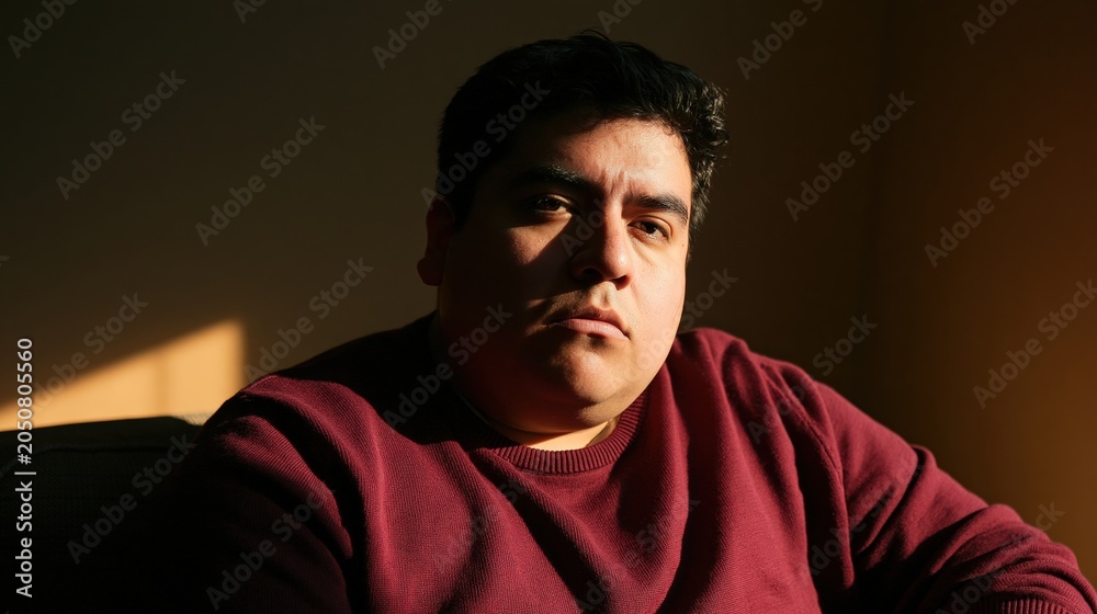 Obraz premium Middle Manager Burnout Young Mexican Plus Size Man Stressed