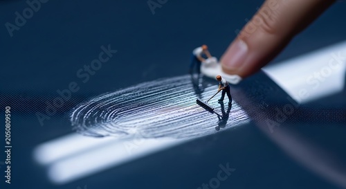 Hand holding silver wedding ring on blue fabric.
