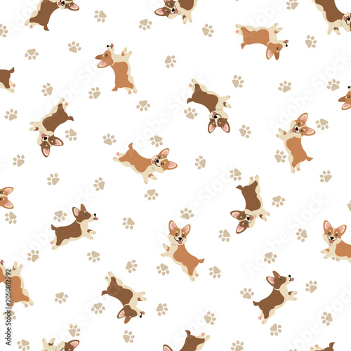 Simple and cute seamless dog pattern,