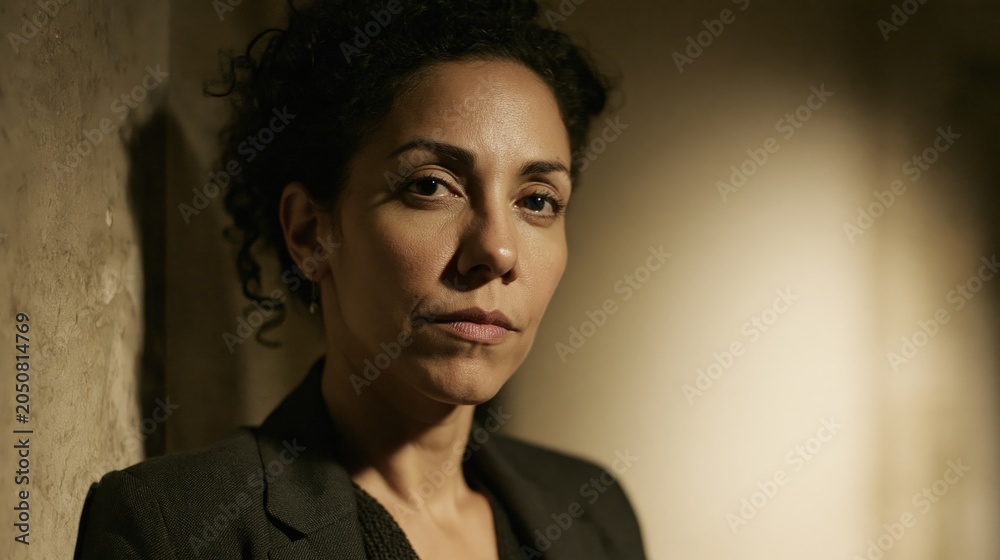 Fototapeta premium Middle Manager Burnout Aged Brazilian Woman Exhausted