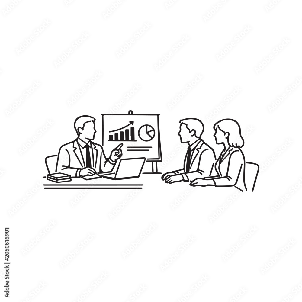 Fototapeta premium Business Meeting Presentation and Strategy Silhouette Set