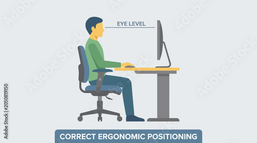 Schilderij op canvas Monitor Height Eye Level Ergonomic Positioning