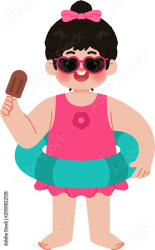 hand drawn kids holding ice cream