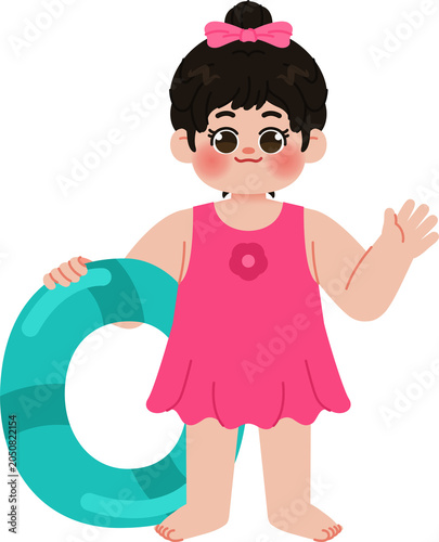 hand drawn kids with swim ring