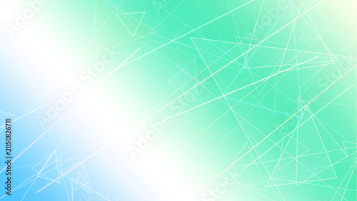 Neon triangle networks and connecting lines in aqua and green blend with bright blur glow, creating a futuristic tech background for posters and web pages.