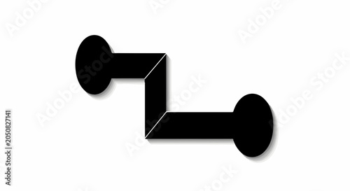 Simple abstract black geometric line with connection points on white background