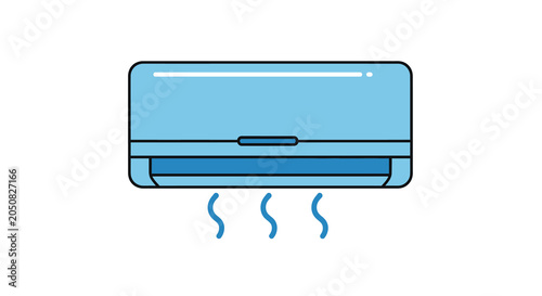 Photos Air Conditioner Unit Flat Vector Illustration With White Background