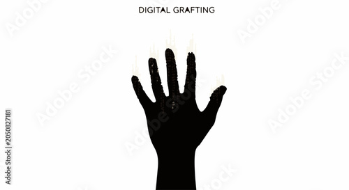 Silhouette of a hand reaching upwards, symbolizing connection and digital integration