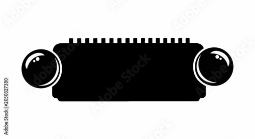 Stylized illustration of a retro microphone with round speaker grilles