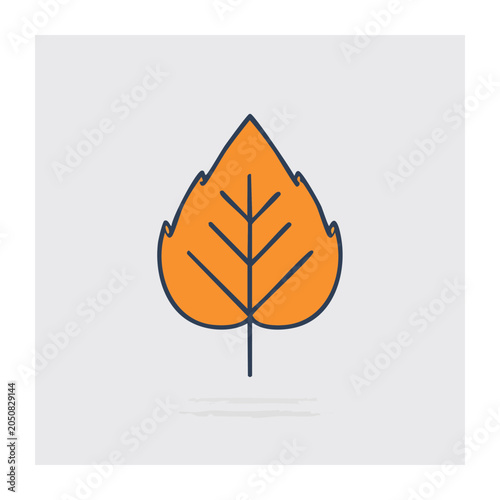 Flat design icon of an orange leaf on a gray background