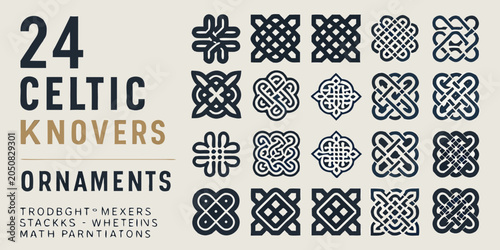Foto Collection Of Twenty four Celtic Knot Ornaments Black And White Vector Illustrat