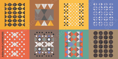 Geometric pattern set with triangles circles and squares vector illustration