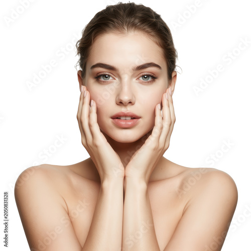 Woman Hands Cupping Face Isolated Transparent Background