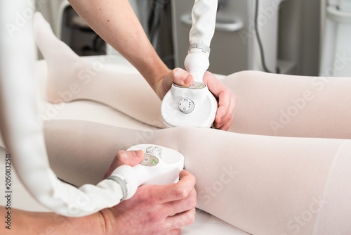 Innovations in beauty treatment using modern technology on legs