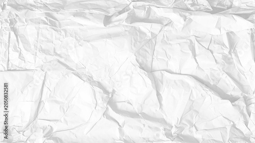 Texture of white crumpled paper background isolated on transparent background