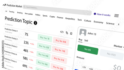 Obraz na plátně Platform prediction market forecast topic bet, invest value trade exchange broke