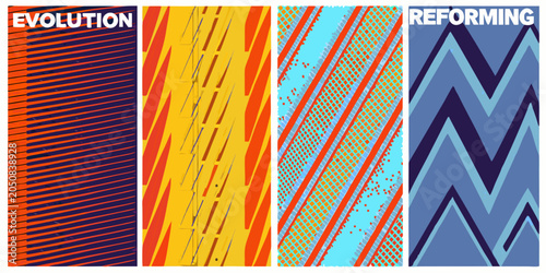 Diagonal striped patterns collection vibrant vector illustrations with bold color schemes