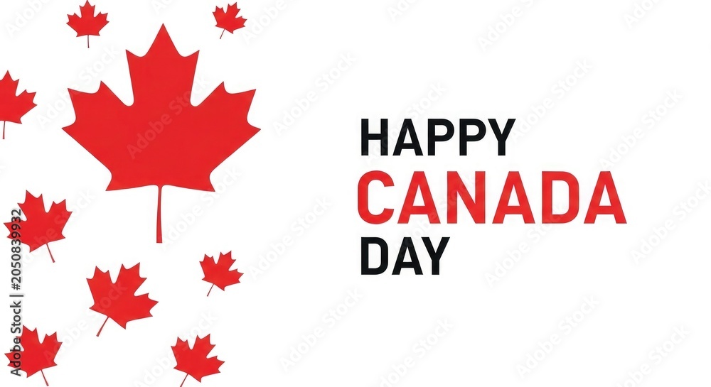 Obraz premium Happy canada day celebration with maple leaves and canadian flag colors