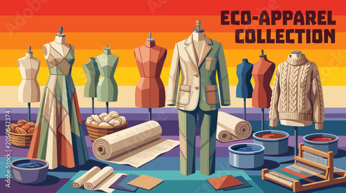 Foto Sustainable eco fashion clothing collection with organic fabrics and environment