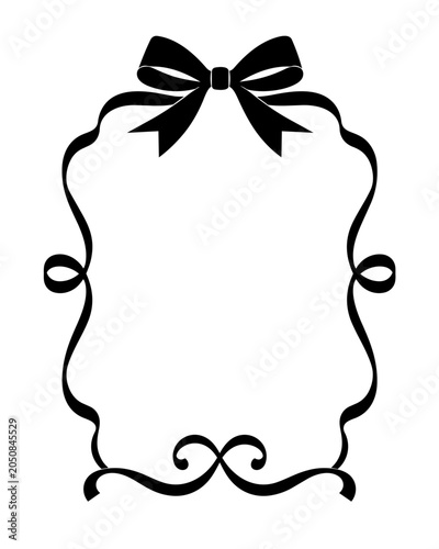 Bow ribbon frame creates a decorative border for invitations and greeting cards.