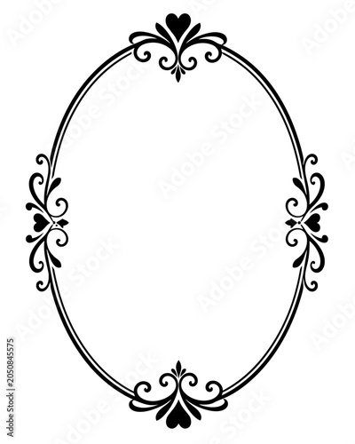 Medallion frame displays a classic oval shape with symmetrical heart-inspired flourishes at each cardinal point for sophisticated creative displays.