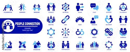 Tableau sur toile People connection icons set vector illustration