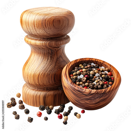 Wood Spice Pepper Salt Mills Grinder Isolated On Transparent Background