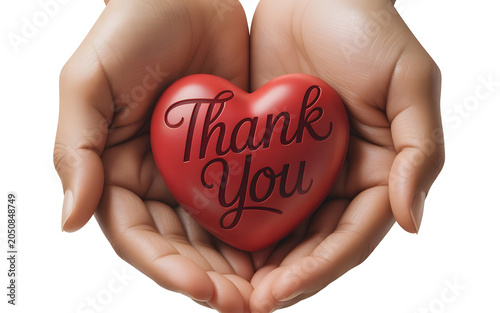 Top-view image holding a heart with the text “Thank You
