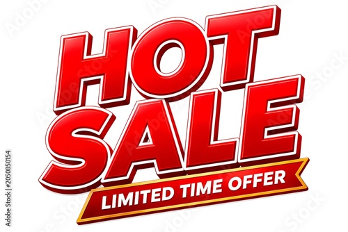 Hot sale limited time offer promotional banner with glossy red typography