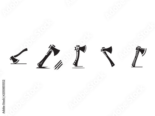 Dynamic Axe Movement Sequence in Action, Graphic Animation, Isolated Background, Digital Art Concept