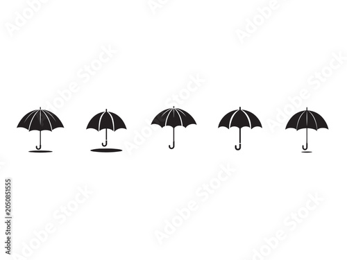 Graphic Illustration of Black Umbrellas, Weather Concept, Minimalist Design, Creative Art, Studio Environment