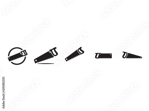 Hand Tools, Saws, Workshop, Digital Icons, Minimalist Design, Vector Art Concept