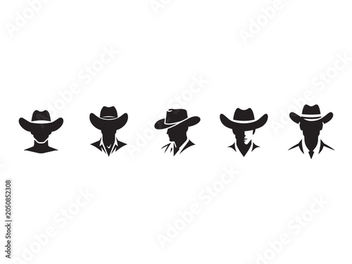 Cowboy Silhouettes Showcase Diverse Styles in Graphic Illustration