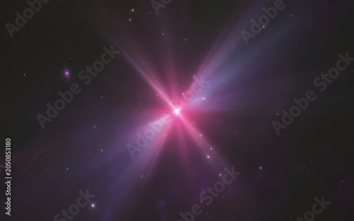 An outer space star with pink and purple colors.  abstract background with stars.
