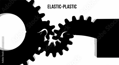 Interlocking gears demonstrating the concept of elastic-plastic deformation