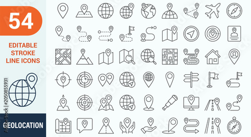 Schilderij op canvas Geolocation icons set