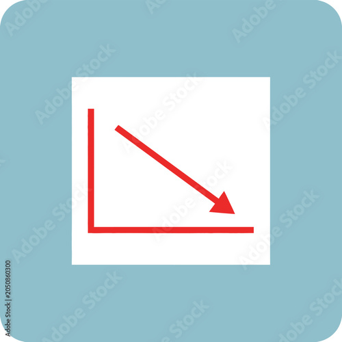 Red arrow graph down, business decline, stock market fall concept