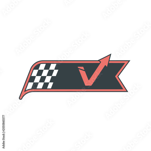 Racing Flag Checkmark Banner Ribbon Graphic