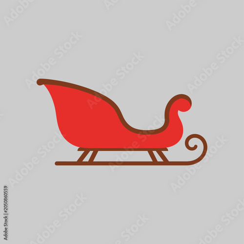 Red Christmas Sleigh Icon - Simple Vector Illustration