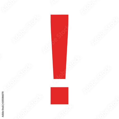 Red Exclamation Mark Symbol Isolated on White Background