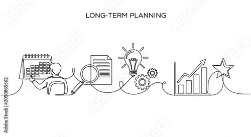 Conceptual illustration of long-term planning process highlighting key elements and creative strategies
