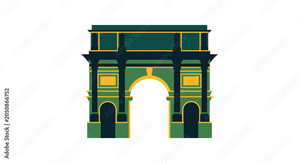 Fototapeta premium Illustrated Triumphal Arch with Ornamental Design Elements.