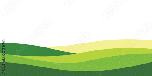 Canvas Print Abstract green hills landscape with geometric pattern and flat layers representi