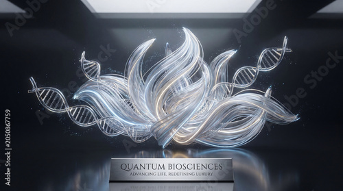 Futuristic Liquid Glass Science Background with Abstract Molecular Technology